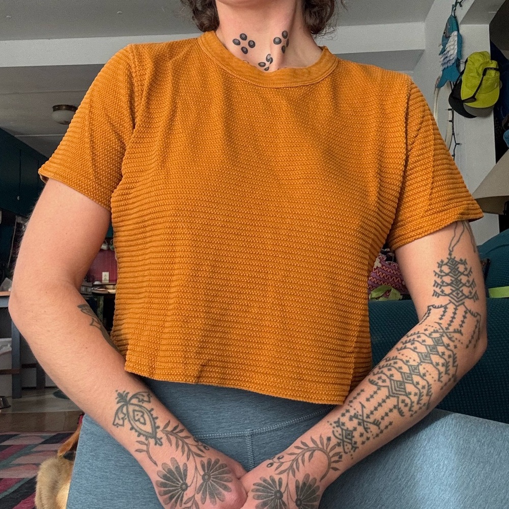 Big Bud Press Cropped Honeycomb Tee Spicy Mustard XS